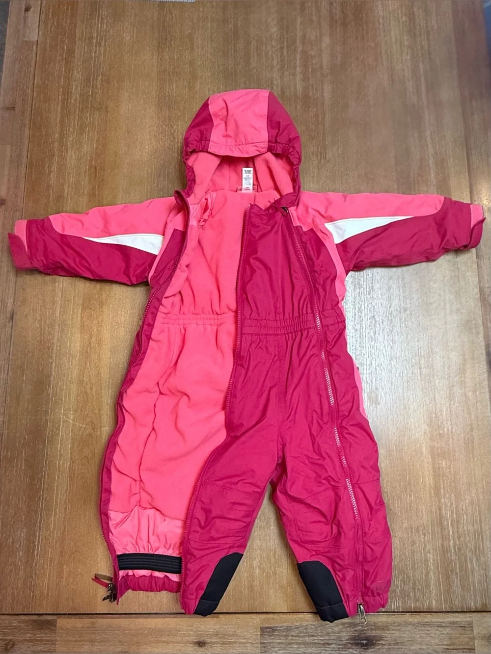 REI Toddler Snowsuit Insulated Pink Double Zip Opening Side Pockets Size 2T